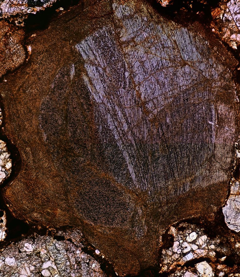 NWA 2892 Meteorite Thin Section - Image 3. Attribution-NonCommercial-ShareAlike 2.0 Generic via Flickr: https://flic.kr/p/2k9vFgf