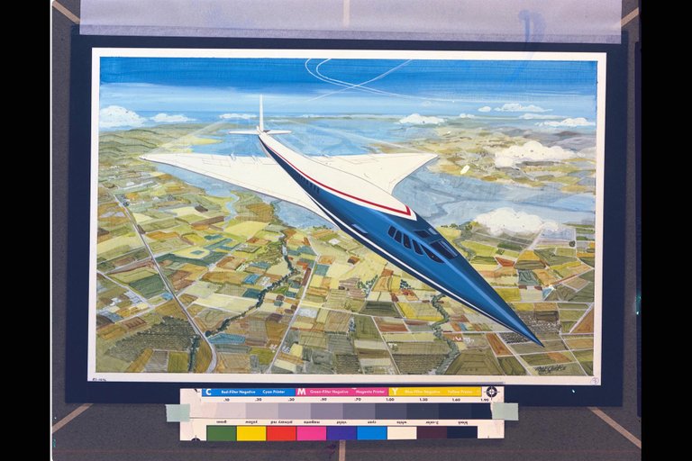 NASA ART by Rick Guidice Supersonic SST aircraft technology concept in flight artwork  OART ARC1971AC714036.jpg