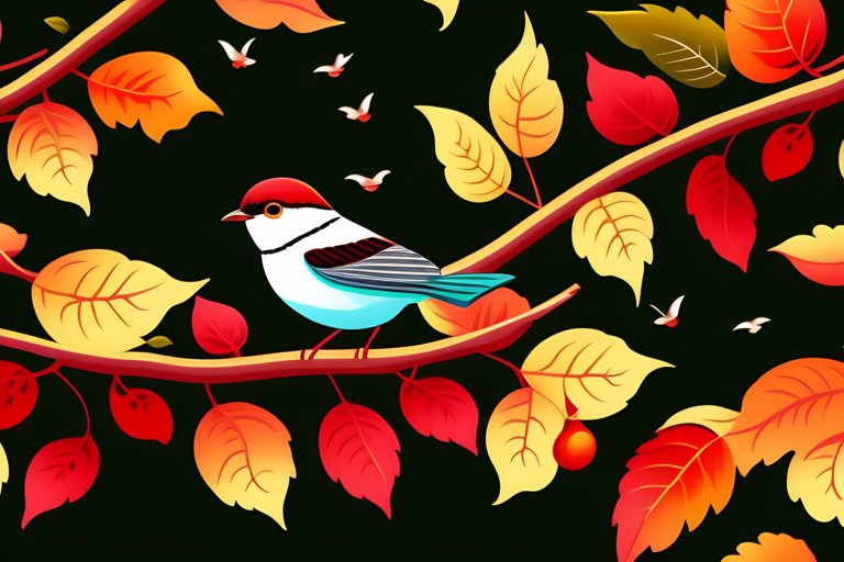 birds on branch with leafs flat pattert.jpg