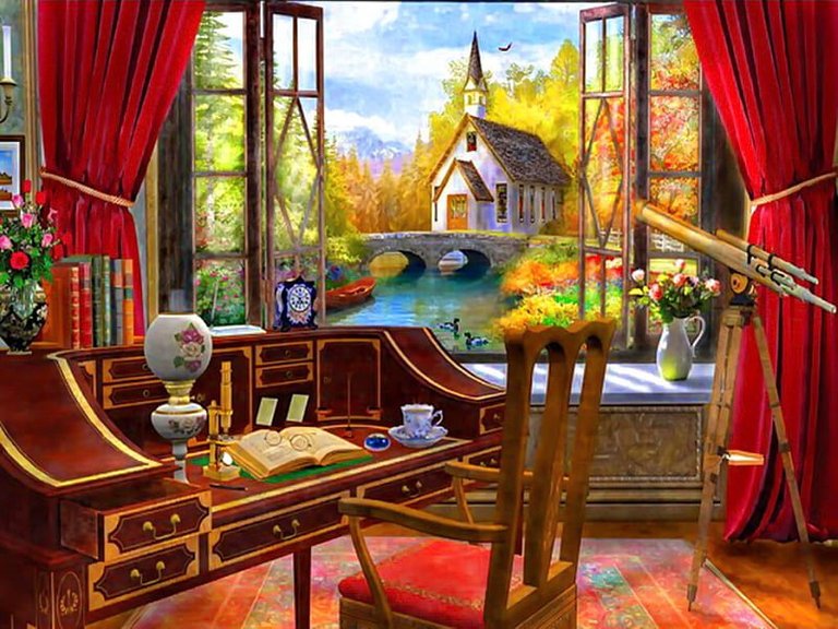 HD-wallpaper-study-view-house-home-beautiful-countryside-boat-bridge-painting-flowers-river-room-study-art-cozy-lovely-window-view-church-chapel.jpg