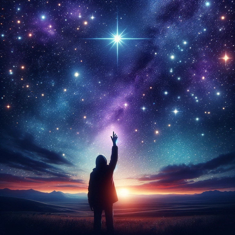 DALL·E 2024-02-01 15.39.28 - Create an image of a figure reaching towards the stars, symbolizing Stacy Braiuca's aspirations to contribute to NASA and her dreams of space and engi.png