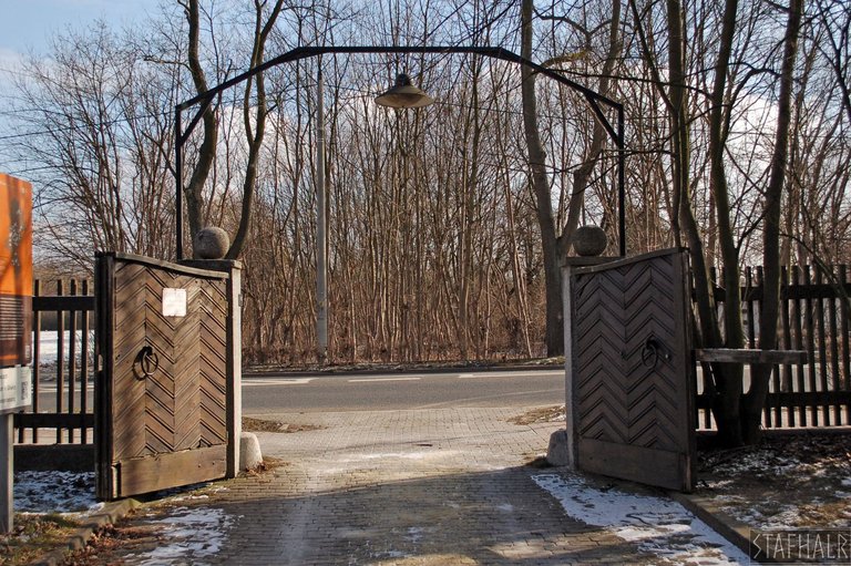 Entrance gate to the radio station