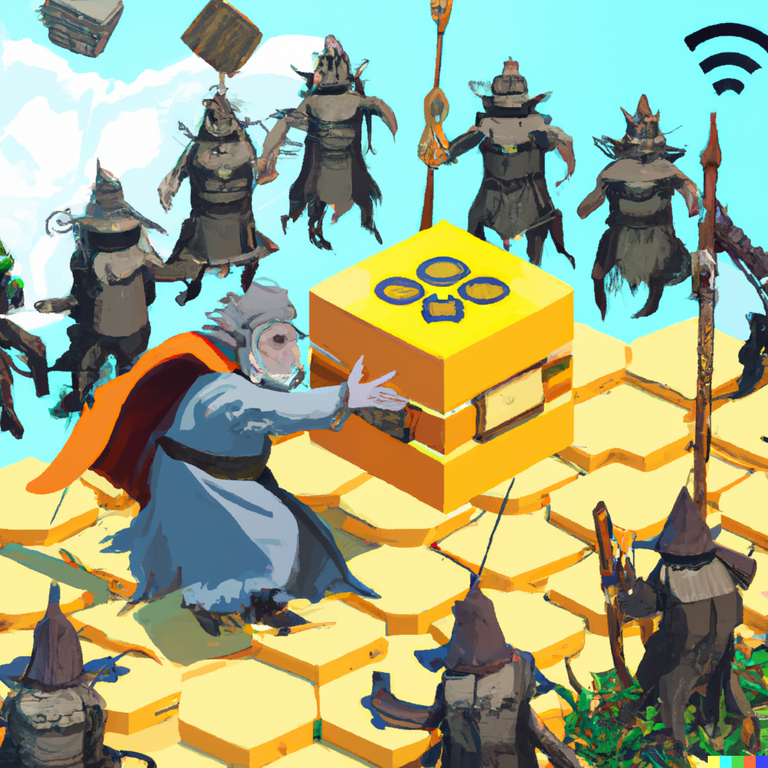 DALL·E 2022-12-20 12.14.14 - Gandalf fights orcs trying to take over Hive blockchain.png