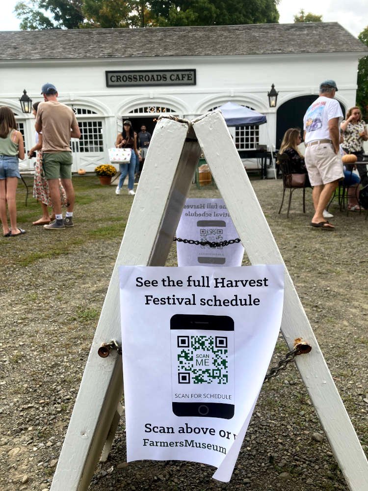 The village green beside the inn was used for dining. One building is designated as a cafe, and grilled cheese sandwiches were sold inside. But there were several other food vendors around selling roasted corn, old fashioned pastries, etc.