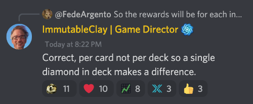Per card, not per deck, shiny rewards