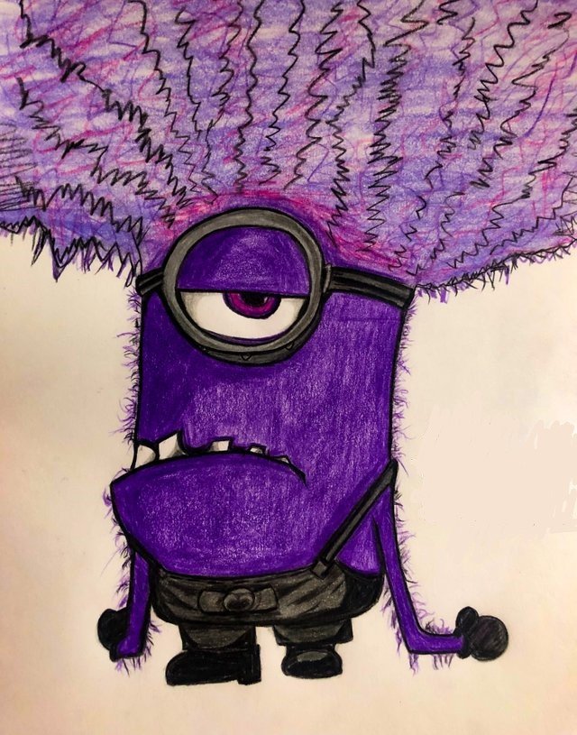 how to draw a purple minion step by step