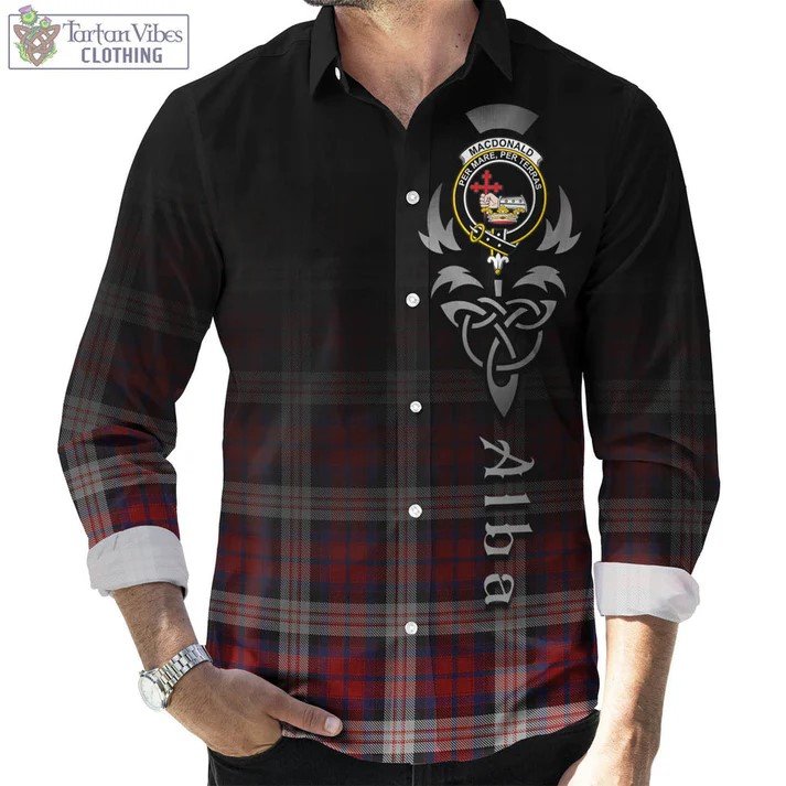 MacDonald Dress Irish Tartan Long Sleeve Button Up Featuring Alba Gu Brath Family Crest Celtic Inspired.jpg