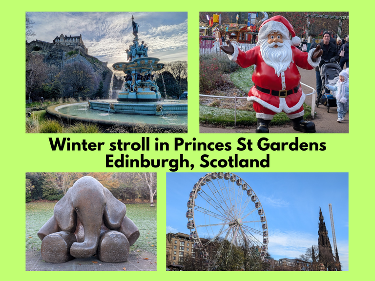 Winter stroll along Princes Street Gardens in Edinburgh, Scotland