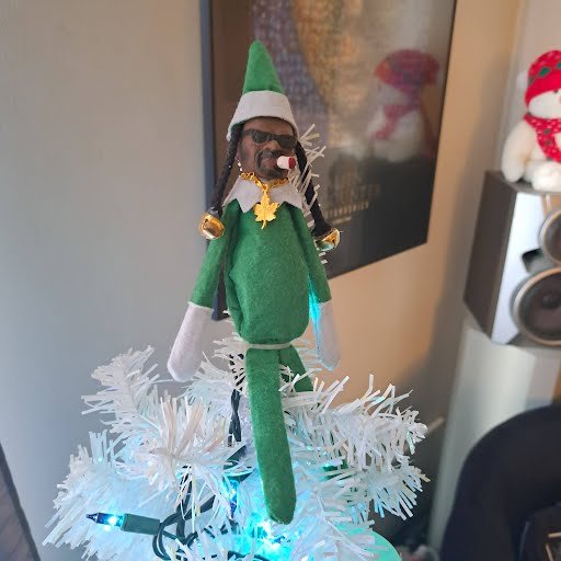 Snoop on Stoop adorns the top of the holiday tree complete with gold chain and maple leaf!