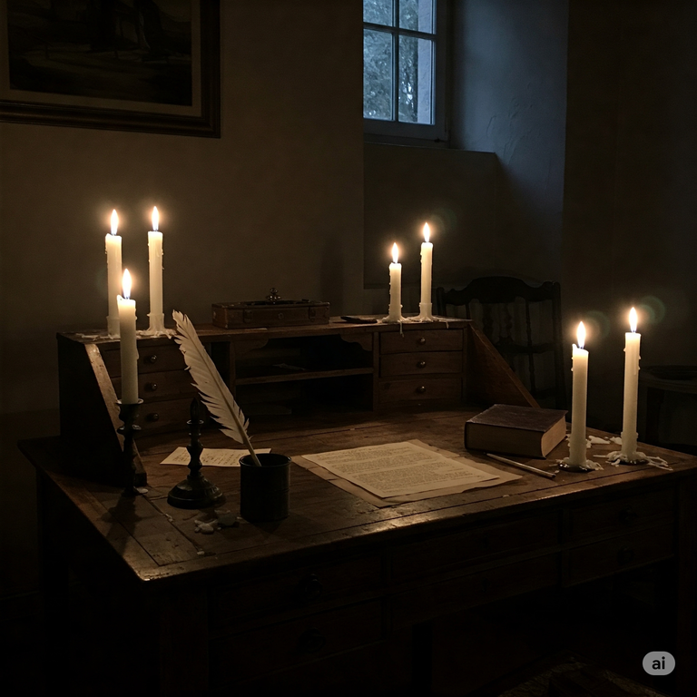 Dimly Lit Writing Area