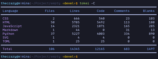 tokei -C