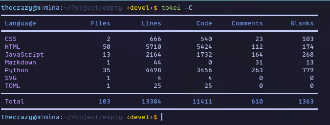 tokei -c