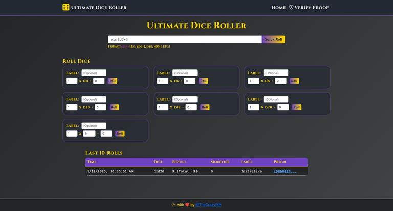 The Ultimate Dice Roller in action!