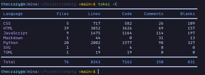 tokei output