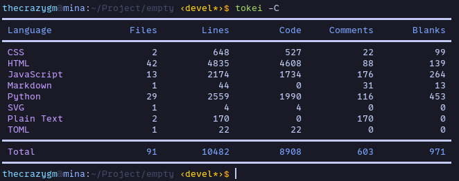 tokei -c