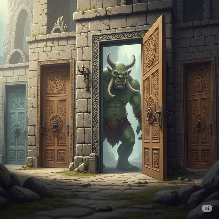 He's behind "this" door!