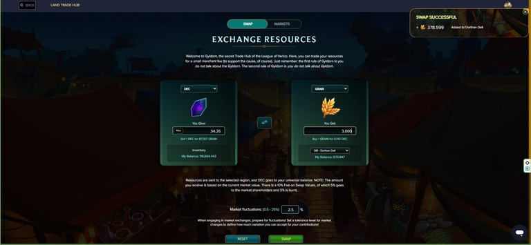 Second Option: Buy Grain with DEC