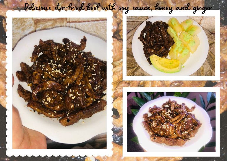 Delicious stir-fried beef with soy sauce, honey and ginger.png