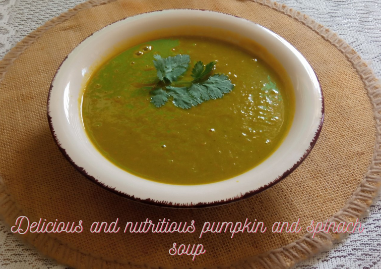 Delicious and nutritious pumpkin and spinach soup.png