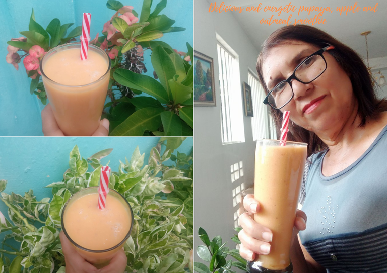 Delicious and energetic papaya, apple and oatmeal smoothie.png