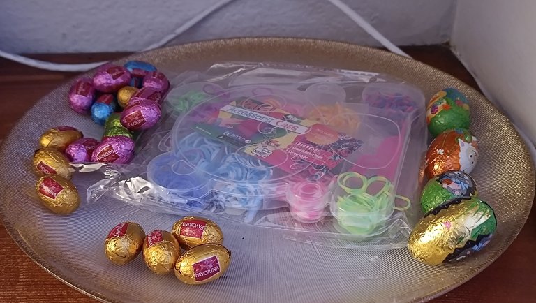 a bowl of Easter eggs and a gift.jpg