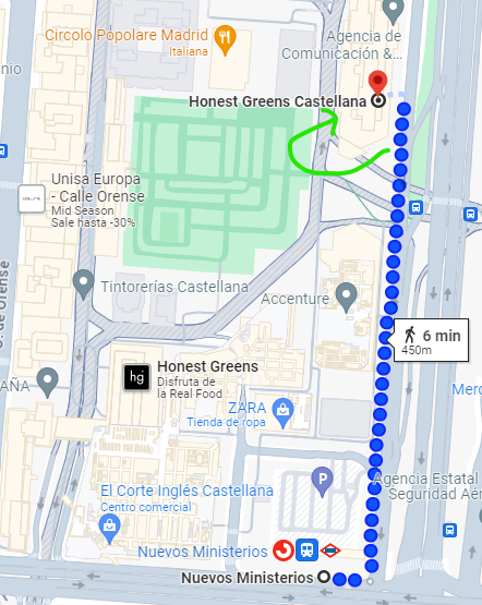 Honest Greens Castellana Madrid Route From Nuevos Ministerios.png