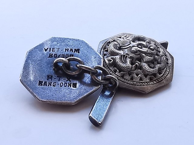3. Cufflinks  Silver  Vietnam  Hive engravements.jpg