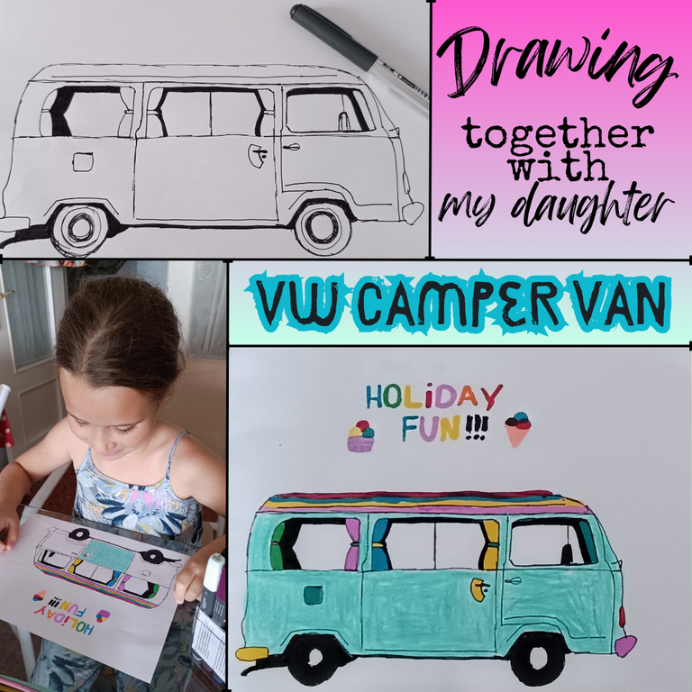 Joint Artwork With My Daugther - VW Camper Van