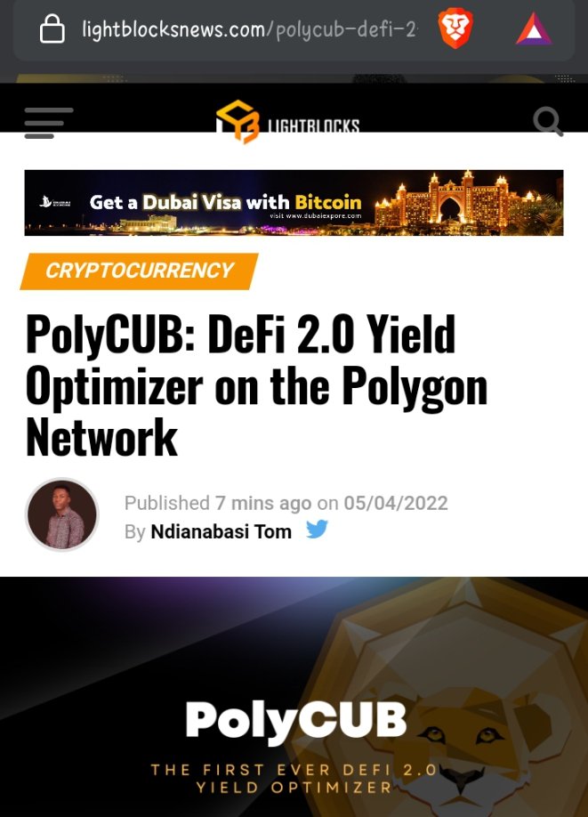 PolyCUB is on LightBlocksNews Courtesy of Yours Truly - Read, Share and Comment