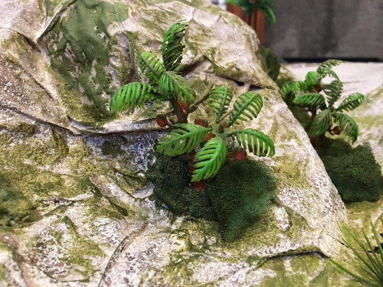 Detail of the miniature trees on the set.