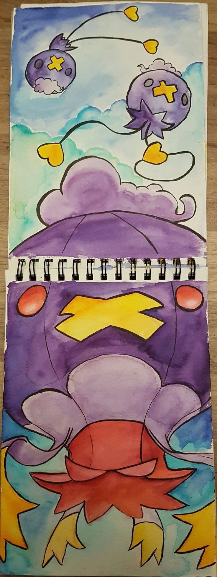 Drifloon & Drifblim - Ghost Fling pokemon in watercolor.jpg