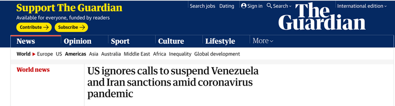 US ignores calls to suspend Venezuela and Iran sanctions Mar31.png