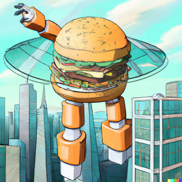 DALLE_2022-09-05_19.49.28_-_a_giant_robot_made_of_burger_floating_above_a_glass_city_in_the_style_of_futura.png