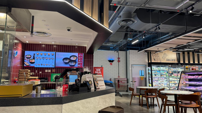 Supermarket section is right next to the stall