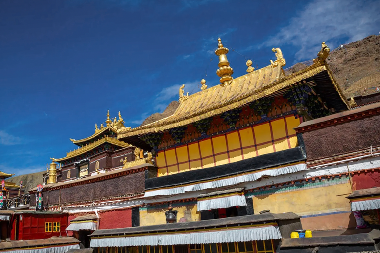 Tashilhunpo Monastery Inner Courts beautifully decorated with strong gold and red colours