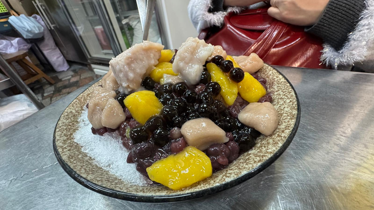 Ending off the meal with yam balls dessert