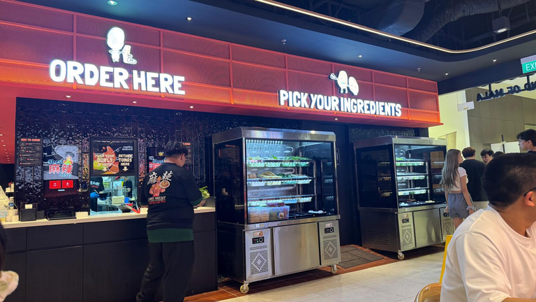 Food selection area and ordering kiosk