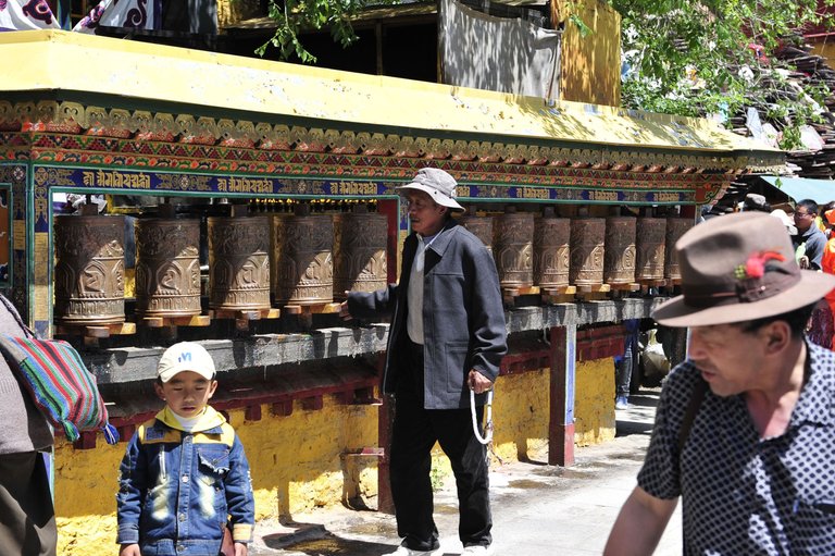 Giant Prayer Spinner on the Streets