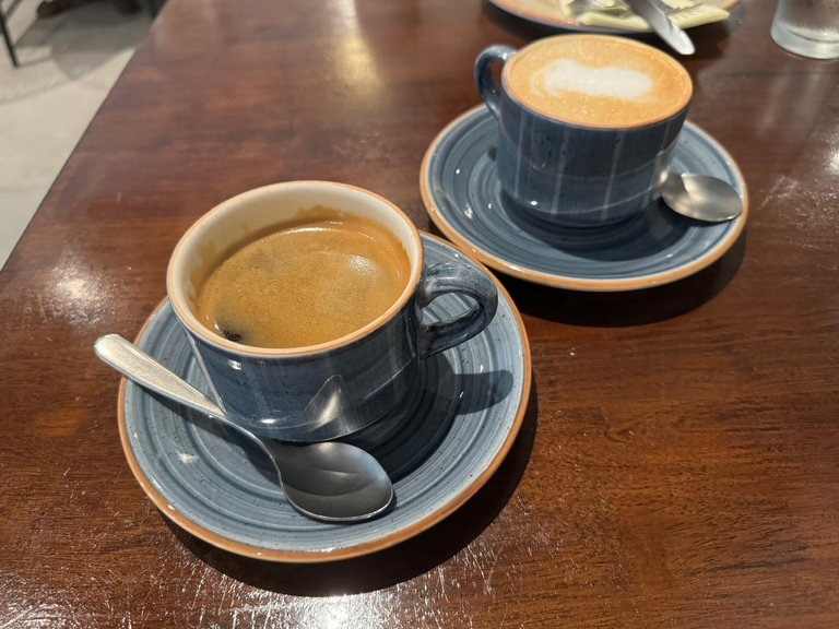 Americano (left) Cafe Latte (right)