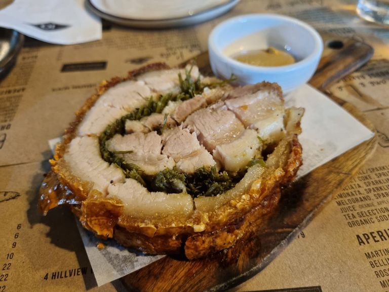 Porchetta, Baked Pork Belly with Wild Fennel 