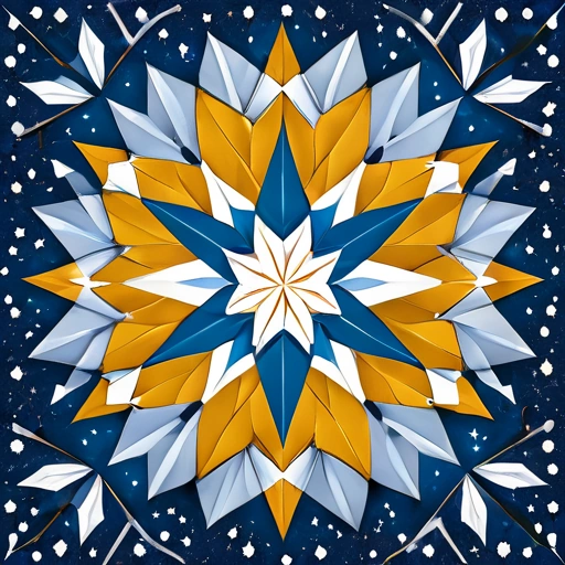self-assembling snowflake on a field of stars