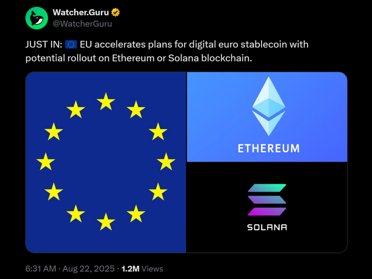 Ethereum new ATH $4946, rumors EU could implement the digital Euro on Ethereum or Solana, how likely is that?