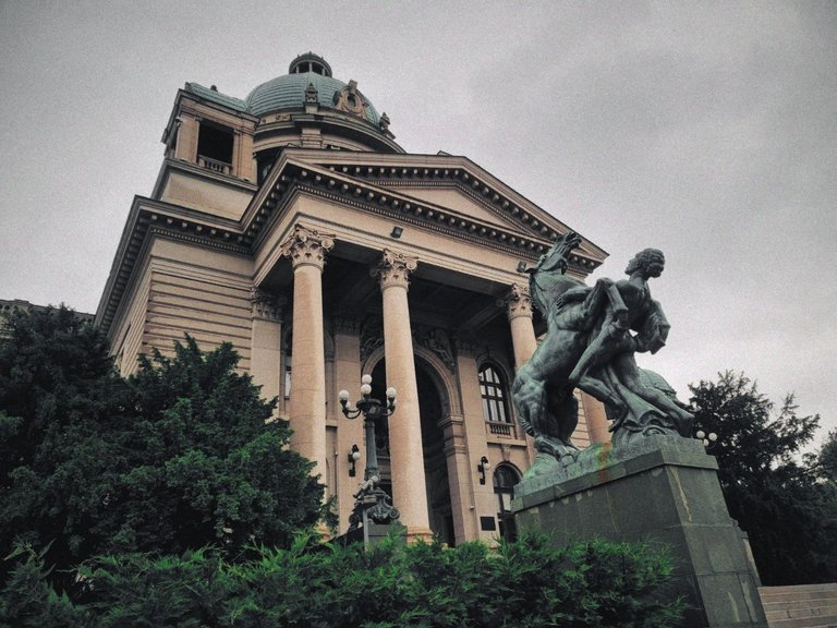 Black Horses at Play Sculpture in Belgrade, Serbia