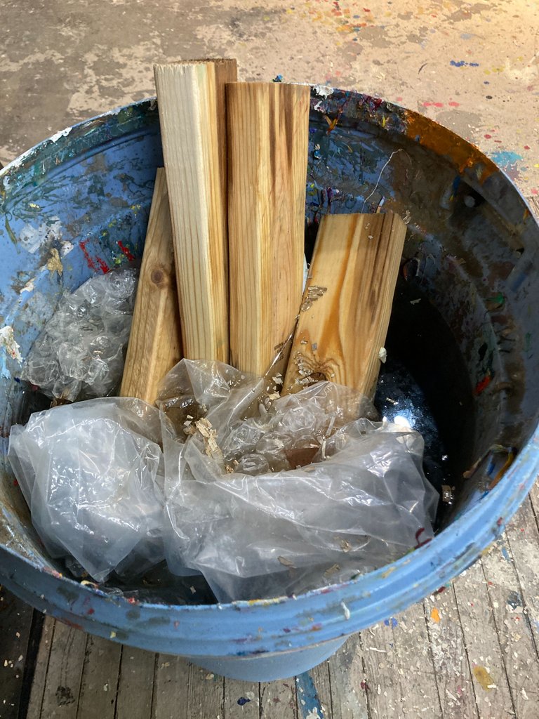 trash can filled with water