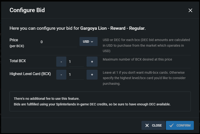 Bidding Features!