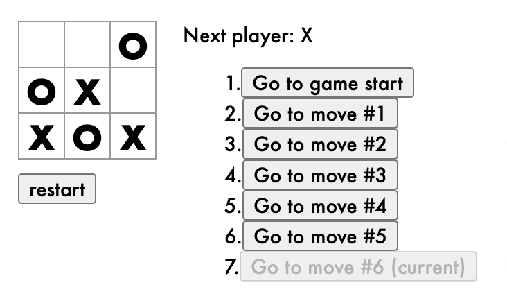 Tic Tac Toe with history