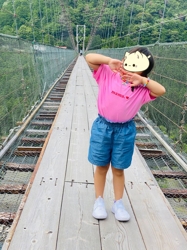 My partner's niece was enjoying the bridge