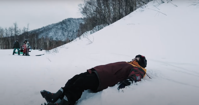 lying down in snow