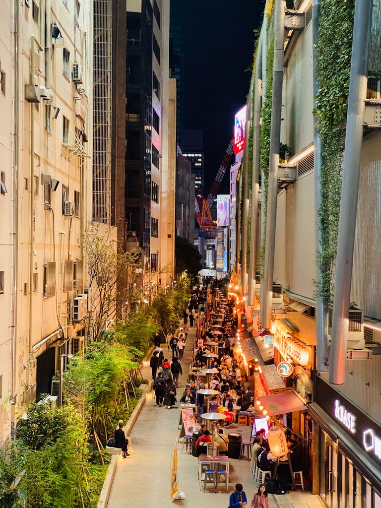 Shibuya Yokocho, an alley on the ground level of Miyashita Park with lots of foods and drinks