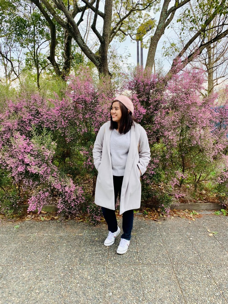 My friends took this photo of me using my phone when we arrived at the Nagai Botanical Garden